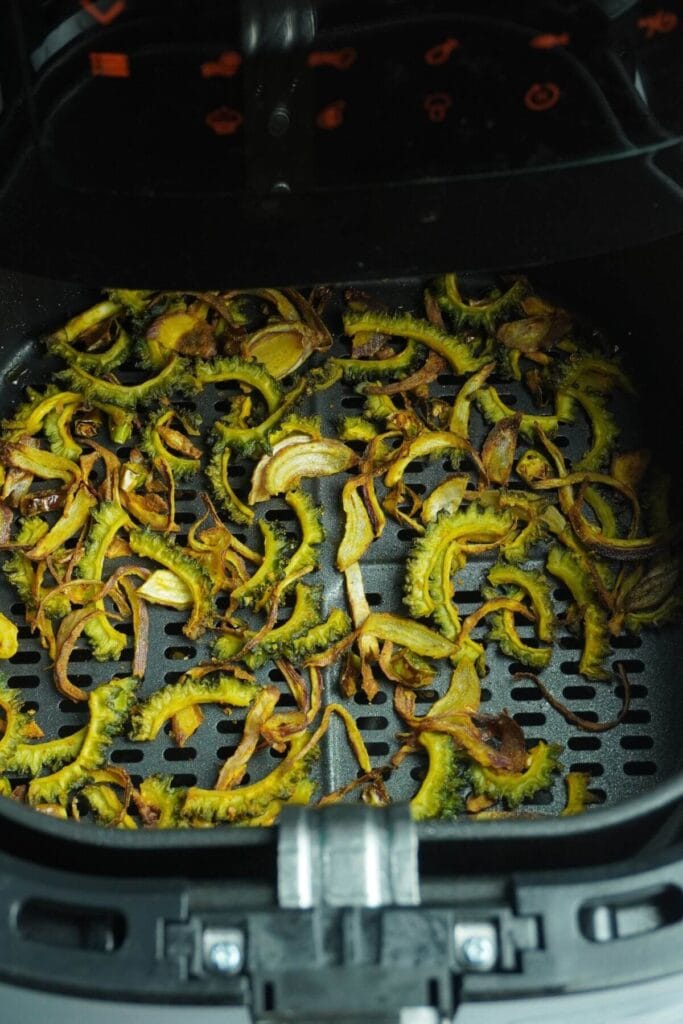 crispy air fryer bitter gourd in basket