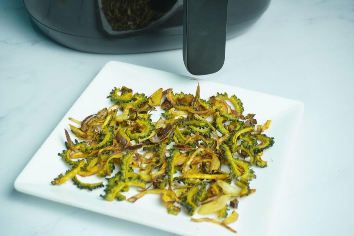 crispy air fryer bitter gourd with onion