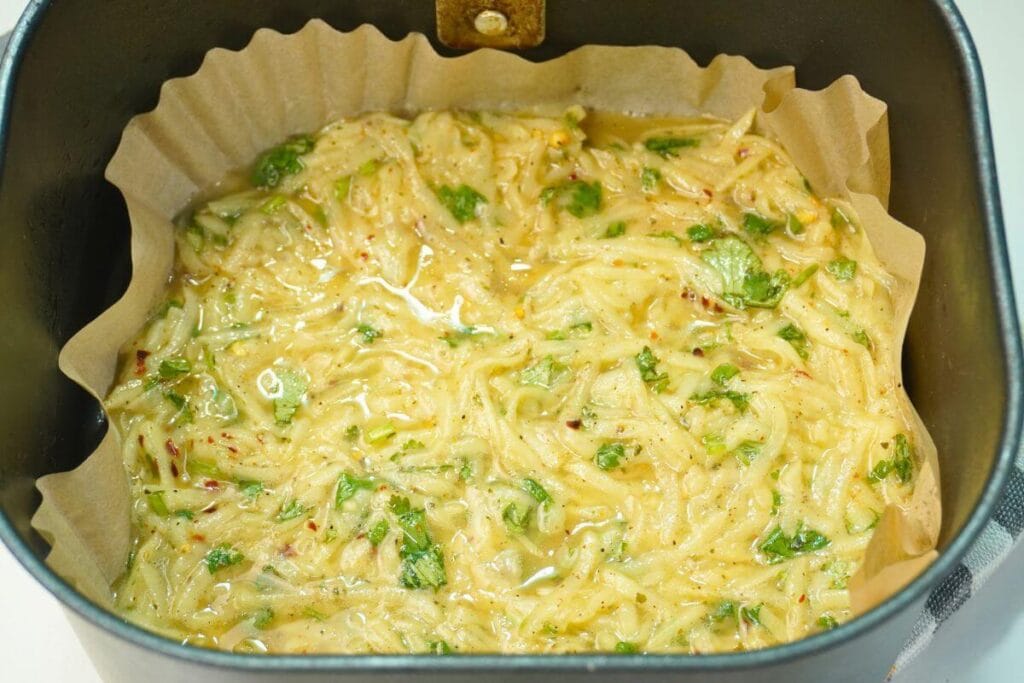 air fryer potato egg snacks add in air fryer basket