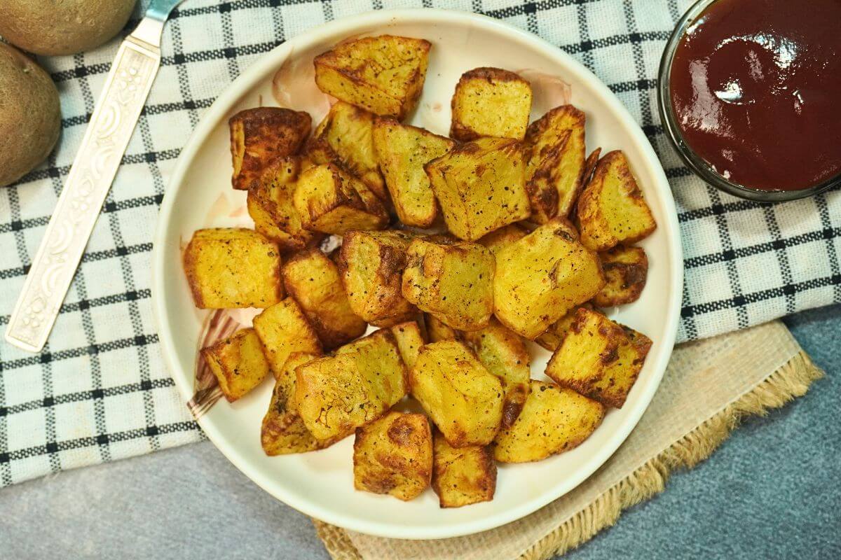 air fryer potatoes diced feature image