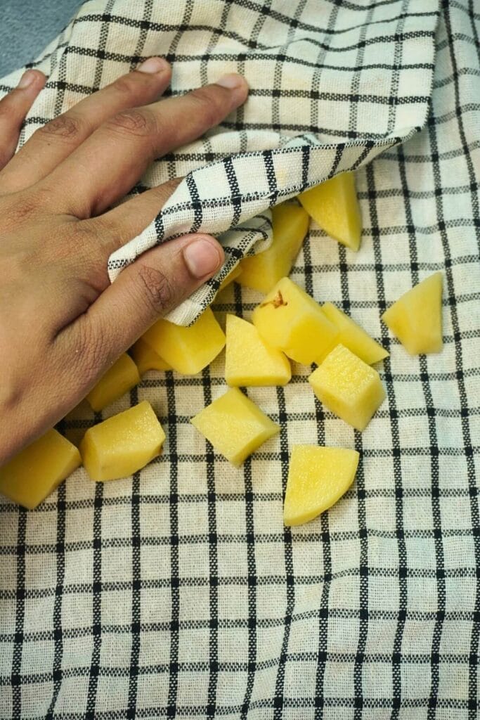 air fryer potatoes diced soak towel
