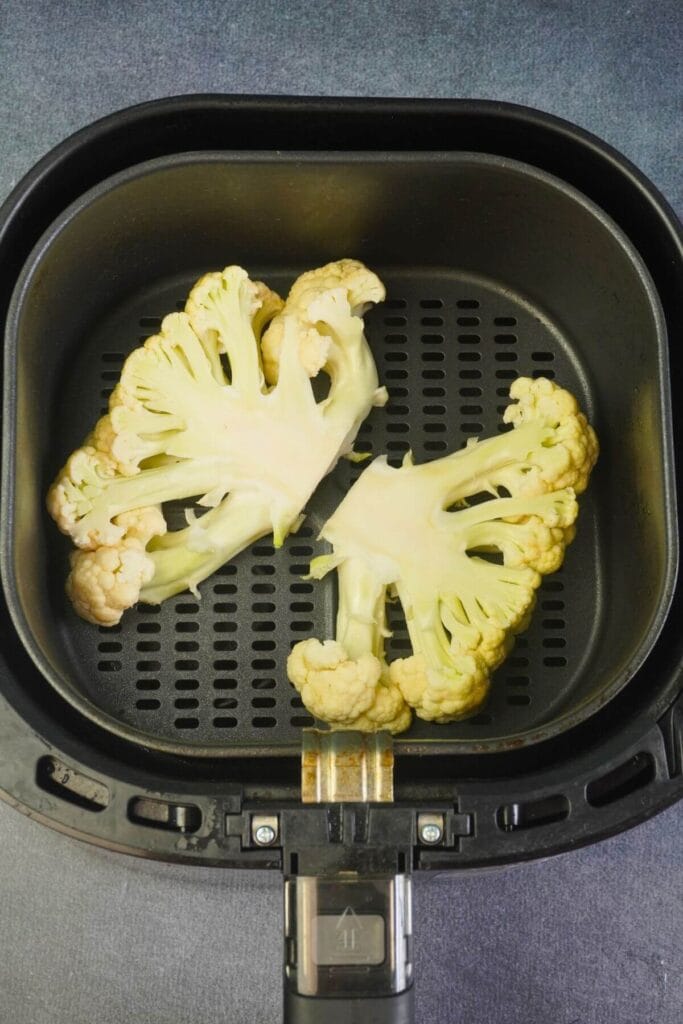 cauliflower steak in air fryer basket