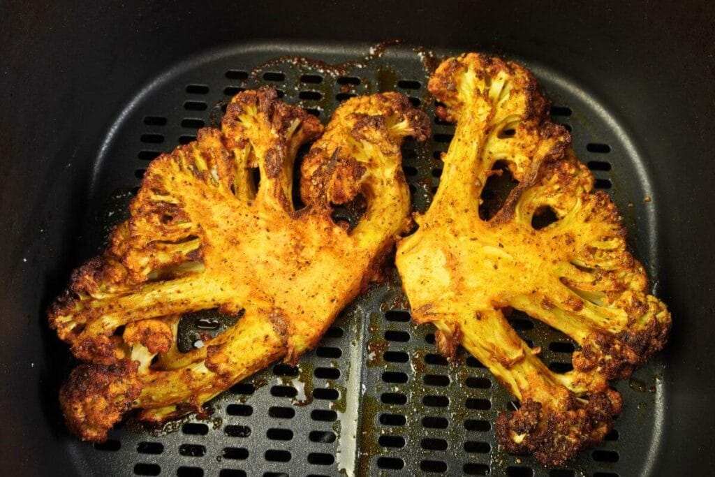 cauliflower steak in air fryer cooked