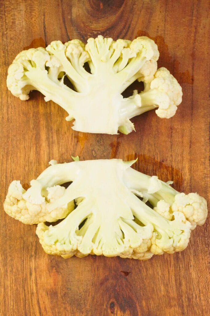 cauliflower steak in air fryer cutting