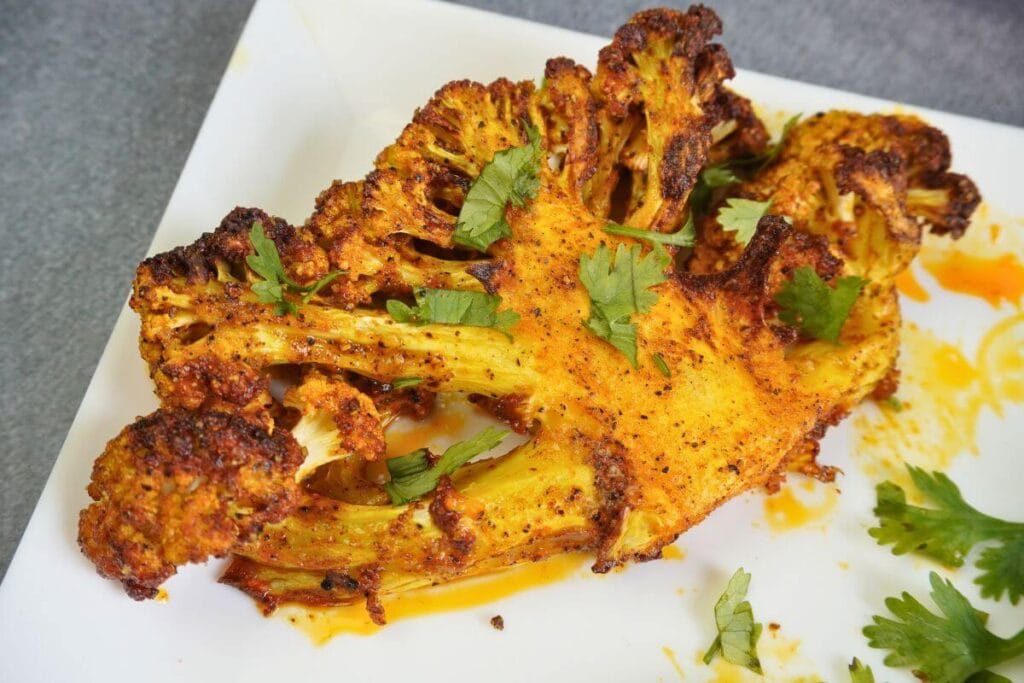 cauliflower steak in air fryer serving