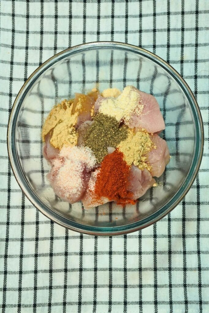 chicken chunks in airfryer add spices
