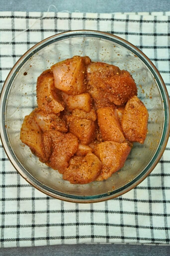 chicken chunks in airfryer mix well